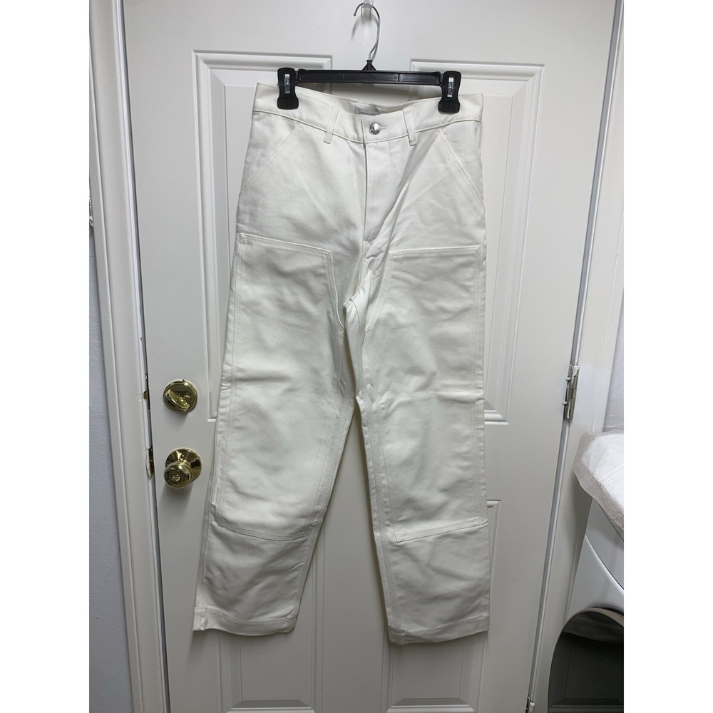 NWT Maison Kitsune Cafe Kitsune Carpenter Pants Coconut Milk 38x30 Flawed